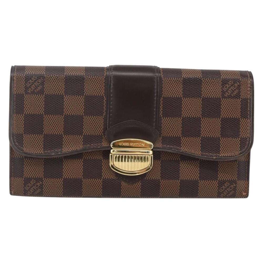 Louis Vuitton Damier Ebene Portefeuille Sistina Long Wallet Brown